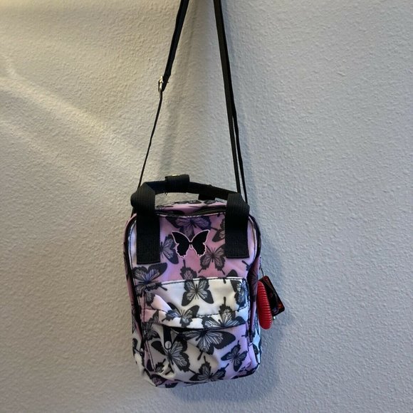 🎉Mini Purse Pink Butterfly Nylon Adjust Strap Crossbody Bag - Picture 3 of 10